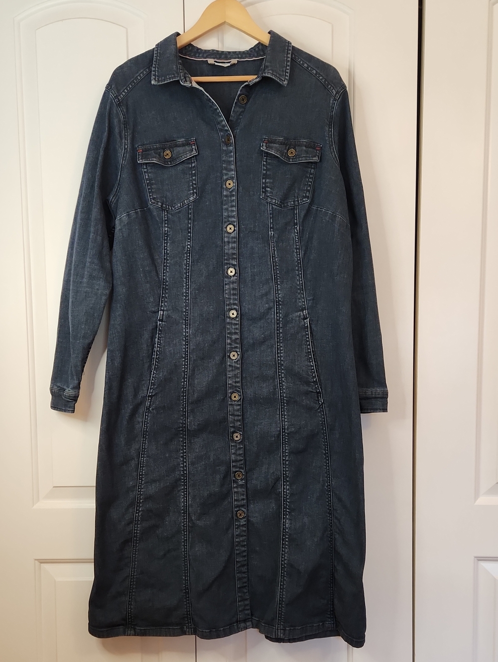 BODEN Laura Denim Button Front Stretch Shirt Dress Size 16L - Picture 2 of 16